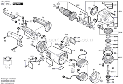 Page A Diagram and Parts List for 1873-6 0601852C60 Bosch Angle Grinder