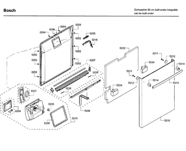 Door Diagram and Parts List for SHX65T55UC 09 Bosch Dishwasher