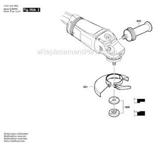 Page B Diagram and Parts List for 1893-6 0601852B60 Bosch Angle Grinder