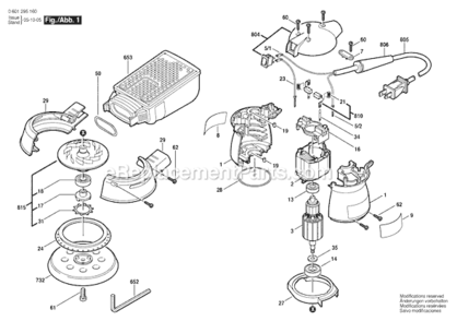Page A Diagram and Parts List for 1893D 0601295160 Bosch Orbital or Palm Sander