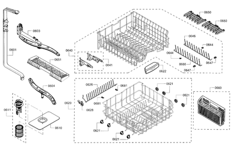 Part Location Diagram of 00770349 Bosch CROCKERY BASKET