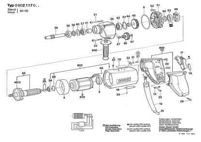 Section 1 Diagram and Parts List for 0602117004  Bosch Drill
