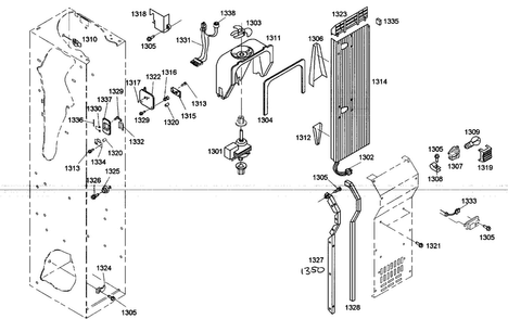 Duct Assy Diagram and Parts List for KBUDT4275E 01 Thermador Refrigerator