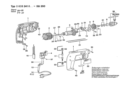 Section 1 Diagram and Parts List for HW-2G-SCHLAGBOH 0603241803 Bosch Impact Driver