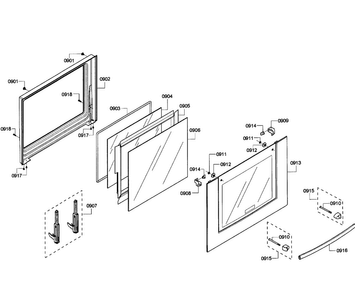 Oven Door Diagram and Parts List for HBL8750UC 10 Bosch Microwave Oven Combo
