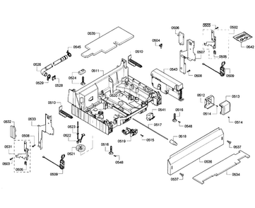 Base Assy Diagram and Parts List for SHX65P06UC 63 Bosch Dishwasher