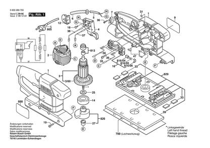 Section 1 Diagram and Parts List for PSS23E 0603289750 Bosch Orbital or Palm Sander