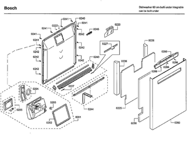 Door Diagram and Parts List for SHPM98W75N 01 Bosch Dishwasher