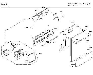 Door Diagram and Parts List for SHX9PT55UC 87 Bosch Dishwasher