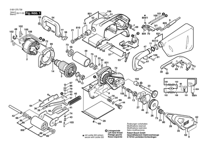 Section 1 Diagram and Parts List for 0601275739  Bosch Belt or Drum Sander