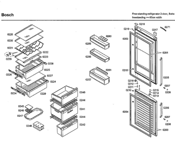 Door And Drawer Assembly Diagram and Parts List for B11CB50SSS 08 Bosch Refrigerator