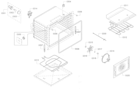 Cavity Diagram and Parts List for HEIP054U 05 Bosch Range