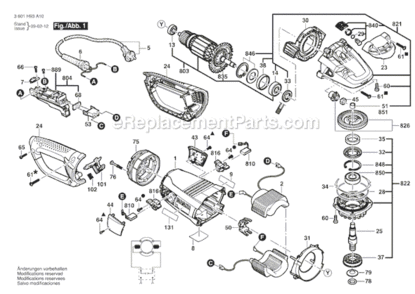 Page A Diagram and Parts List for 1994-6D 3601H93G10 Bosch Angle Grinder