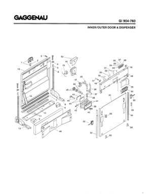 01 - INNER/OUTER DOOR & DISPENSER Diagram and Parts List for GI904-760  Bosch Dishwasher