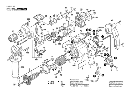 Section 1 Diagram and Parts List for PSB1000-2RE 0603171662 Bosch Hammer Drill