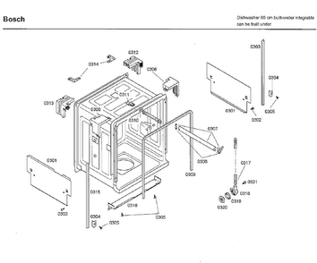 Frame Diagram and Parts List for SHX33A02UC 22 Bosch Dishwasher