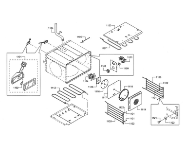 Motor/Bake Element Diagram and Parts List for PRD48JDSGU 11 Thermador Range