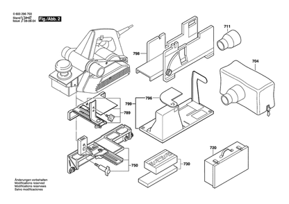 Section 2 Diagram and Parts List for PHO35-82CE 0603296750 Bosch Planer Jointer