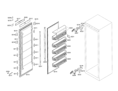 Freezer Door Diagram and Parts List for T30IF70NSP-03  Thermador Freezer
