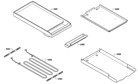 Griddle Diagram and Parts List for PCG364GD-02  Thermador Cooktop