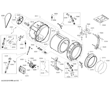 Tub Assy Diagram and Parts List for WFVC5400UC 26 Bosch Washer
