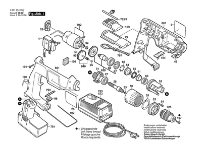 Section 1 Diagram and Parts List for 0601934770  Bosch Screwdriver