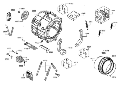 Drum Diagram and Parts List for WAT28400UC 06 Bosch Washer