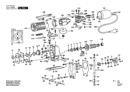 Section 1 Diagram and Parts List for 0601580703  Bosch Jig Saw