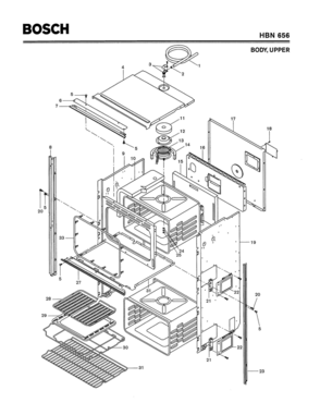 01 - BODY, UPPER Diagram and Parts List for HBN656  Bosch Range