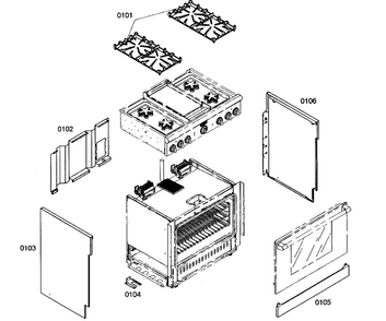 Cabinet Parts Diagram and Parts List for PRD364EDHU03  Thermador Range