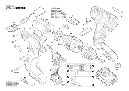 Diagram 1 Diagram and Parts List for 3603JD8103  Bosch Impact Driver