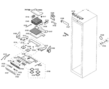 Cabinet Parts Diagram and Parts List for T18ID80NRP 07 Thermador Freezer