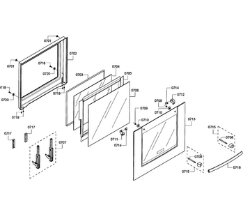 Door Lower Diagram and Parts List for HBN3550UC 10 Bosch Wall Oven