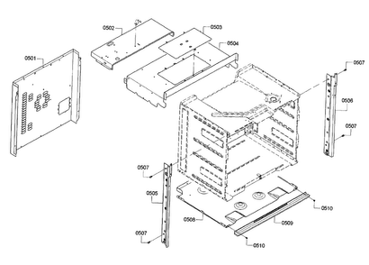 Frame & Base Diagram and Parts List for HBLP451LUC 01 Bosch Wall Oven