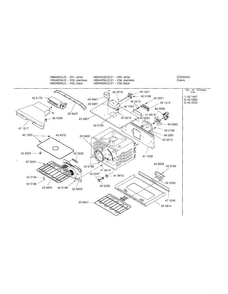 Upper Cavity Diagram and Parts List for HBN455AUC 01 Bosch Wall Oven