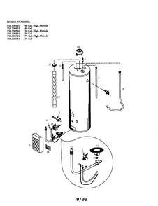 12 Gas Water Heater Diagram and Parts List for 153330701  Kenmore Water Heater