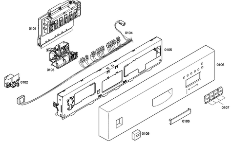 Control Panel Diagram and Parts List for SHE43C02UC 46 Bosch Dishwasher