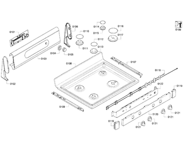 Burners Assy Diagram and Parts List for HGS7282UC 04 Bosch Range