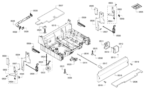 Base Assy Diagram and Parts List for SHX43P15UC 59 Bosch Dishwasher