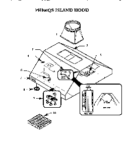 Phi60qs Island Hood Diagram and Parts List for PHI60QS  Thermador Range Hood