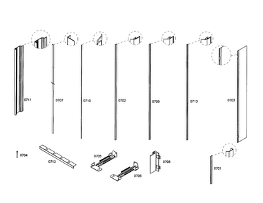 Profile Stripe Diagram and Parts List for T36IT70PNS 01 Thermador Refrigerator