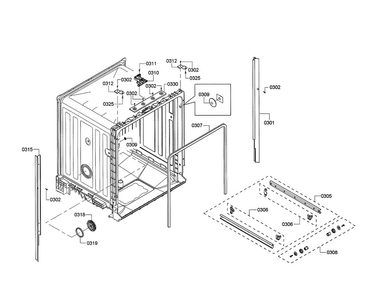 Tub Diagram and Parts List for SHX4AP06UC 05 Bosch Dishwasher