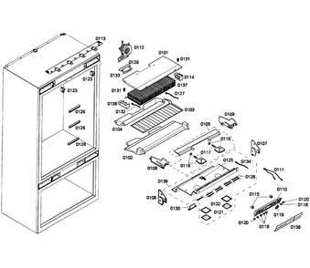 Cabinet 1 Diagram and Parts List for T36IT71FNS 01 Thermador Refrigerator