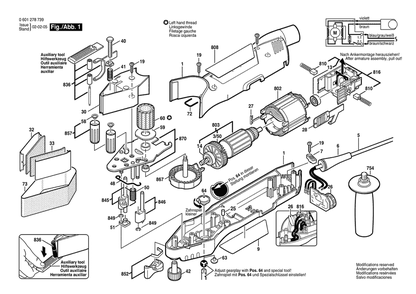 Section 1 Diagram and Parts List for GVS350AE 0601278739 Bosch Belt or Drum Sander