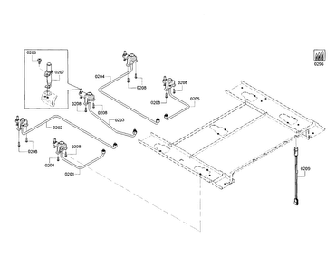 Gas Pipe Assy Diagram and Parts List for NGM8055UC 01 Bosch Cooktop