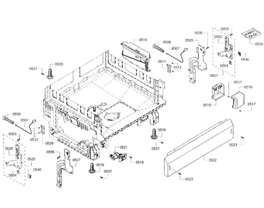 Base Assy Diagram and Parts List for SHE3AR72UC 07 Bosch Dishwasher