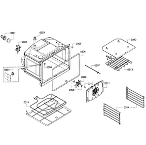 Oven Assy Diagram and Parts List for HBN3450UC 04 Bosch Wall Oven