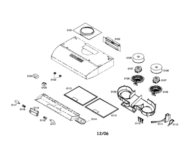 Range Hood Diagram and Parts List for DUH36152UC 01 Bosch Range Hood
