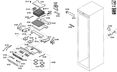 Cabinet Assy Diagram and Parts List for T18BD80FLE  Thermador Freezer