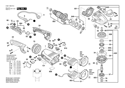 Diagram 1 Diagram and Parts List for 3601H90E13  Bosch Angle Grinder